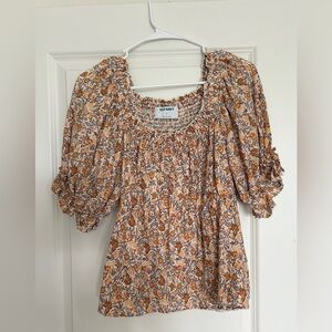 Old Navy Floral Puff Sleeve Top - Orange